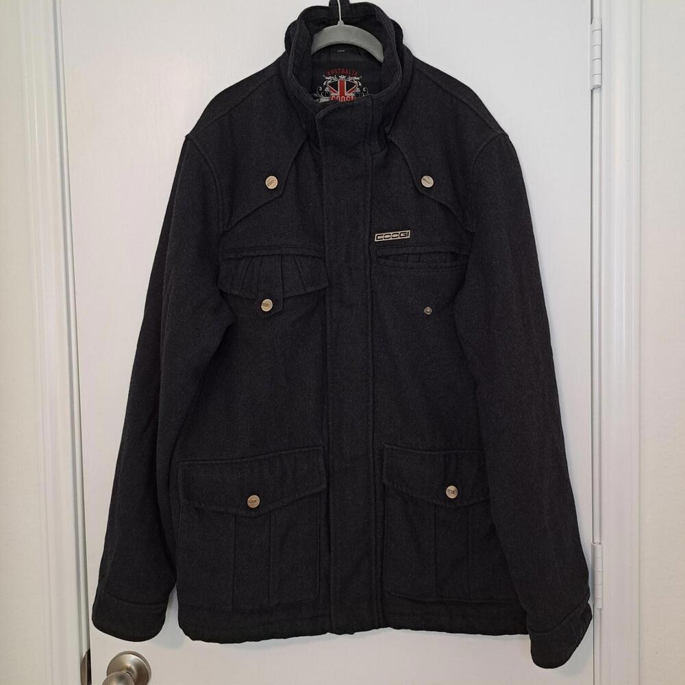 Coogi Jacket Mens XL Black Full Zip Wool Blend Outdoor Designer Heavy READ